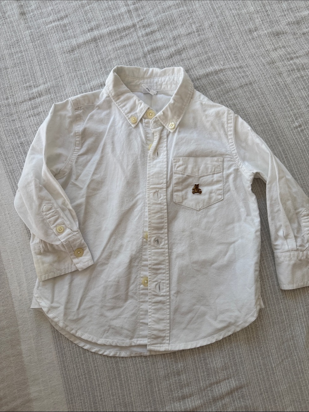 GAP White Button-Down Shirt with Pocket Bear Patch